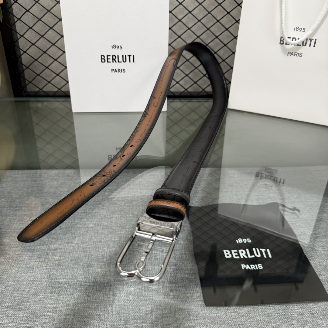 配原包装3.5宽Berluti 布鲁提 新款上新🆕 最新款男士腰带，高端质感感受，顶级擦色小牛皮质感极好