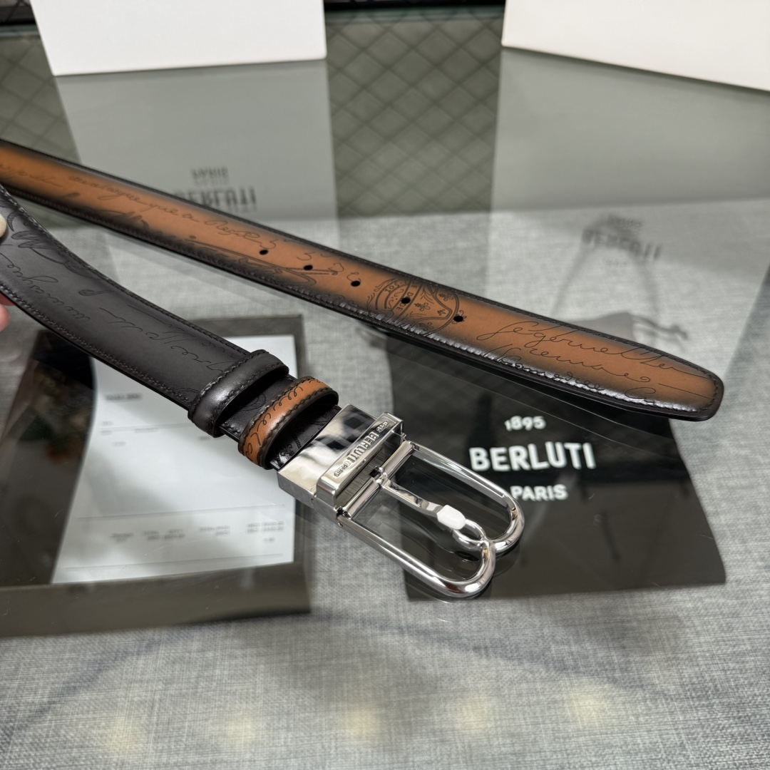 配原包装3.5宽Berluti 布鲁提 新款上新🆕 最新款男士腰带，高端质感感受，顶级擦色小牛皮质感极好