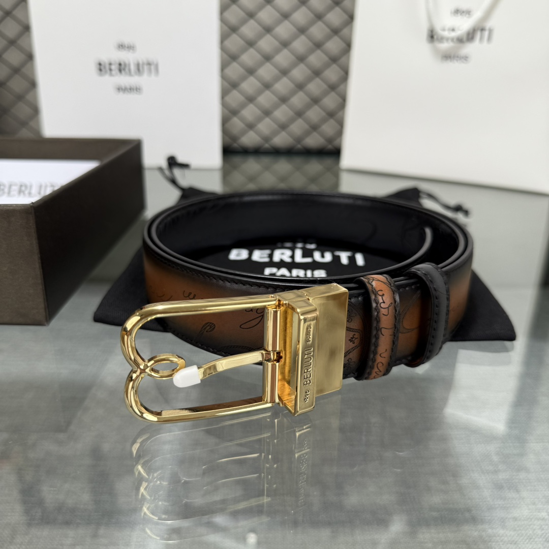 配原包装3.5宽Berluti 布鲁提 新款上新🆕 最新款男士腰带，高端质感感受，顶级擦色小牛皮质感极好