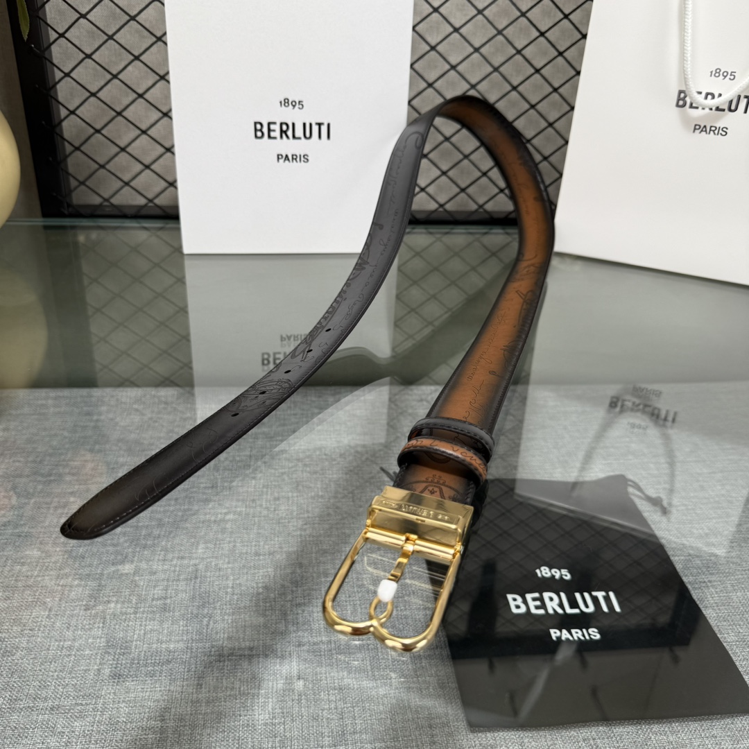 配原包装3.5宽Berluti 布鲁提 新款上新🆕 最新款男士腰带，高端质感感受，顶级擦色小牛皮质感极好