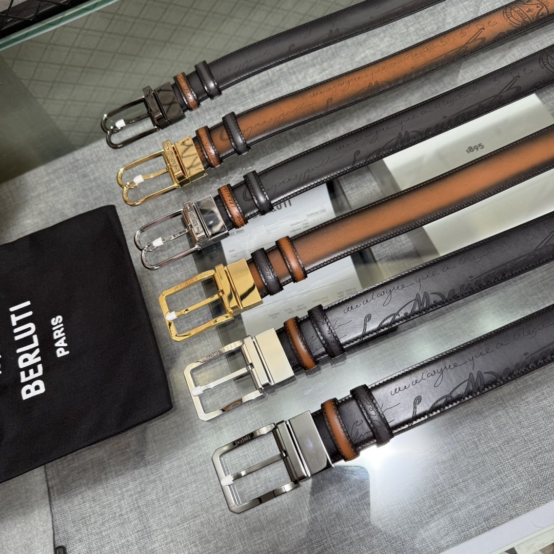 配原包装3.5宽Berluti 布鲁提 新款上新🆕 最新款男士腰带，高端质感感受，顶级擦色小牛皮质感极好