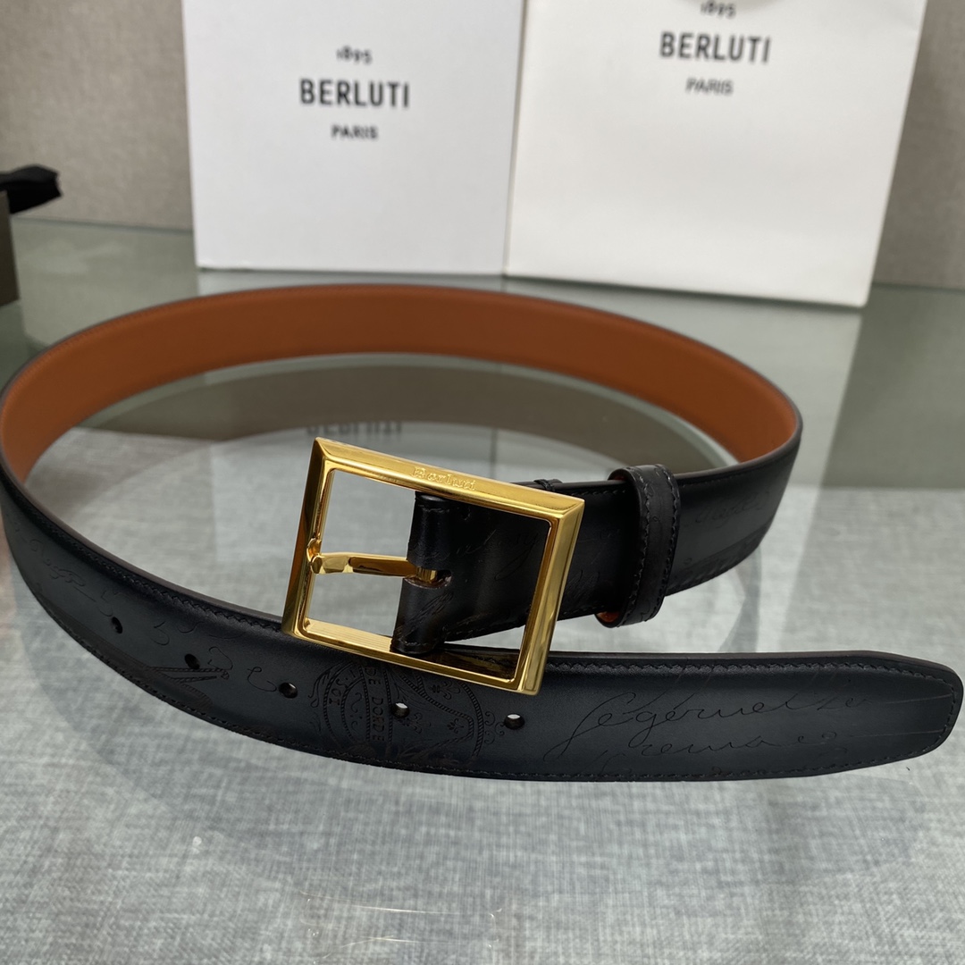 配原包装3.5宽Berluti 布鲁提 新款上新🆕 最新款男士腰带，高端质感感受，顶级擦色小牛皮质感极好