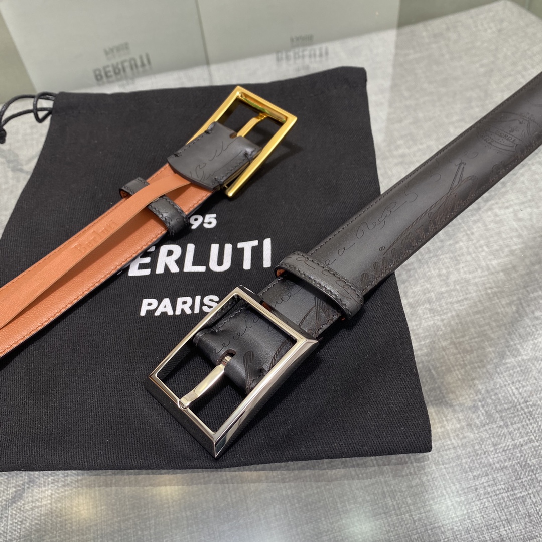 配原包装3.5宽Berluti 布鲁提 新款上新🆕 最新款男士腰带，高端质感感受，顶级擦色小牛皮质感极好