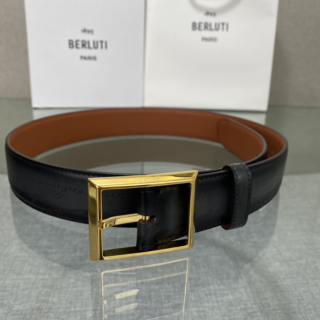 配原包装3.5宽Berluti 布鲁提 新款上新🆕 最新款男士腰带，高端质感感受，顶级擦色小牛皮质感极好
