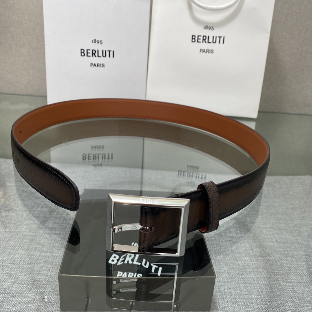 配原包装3.5宽Berluti 布鲁提 新款上新🆕 最新款男士腰带，高端质感感受，顶级擦色小牛皮质感极好