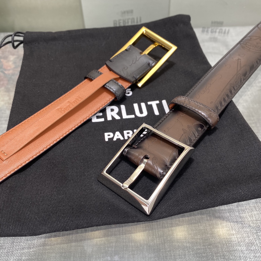 配原包装3.5宽Berluti 布鲁提 新款上新🆕 最新款男士腰带，高端质感感受，顶级擦色小牛皮质感极好