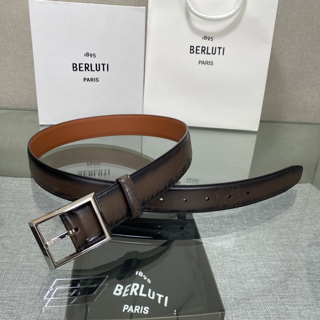 配原包装3.5宽Berluti 布鲁提 新款上新🆕 最新款男士腰带，高端质感感受，顶级擦色小牛皮质感极好