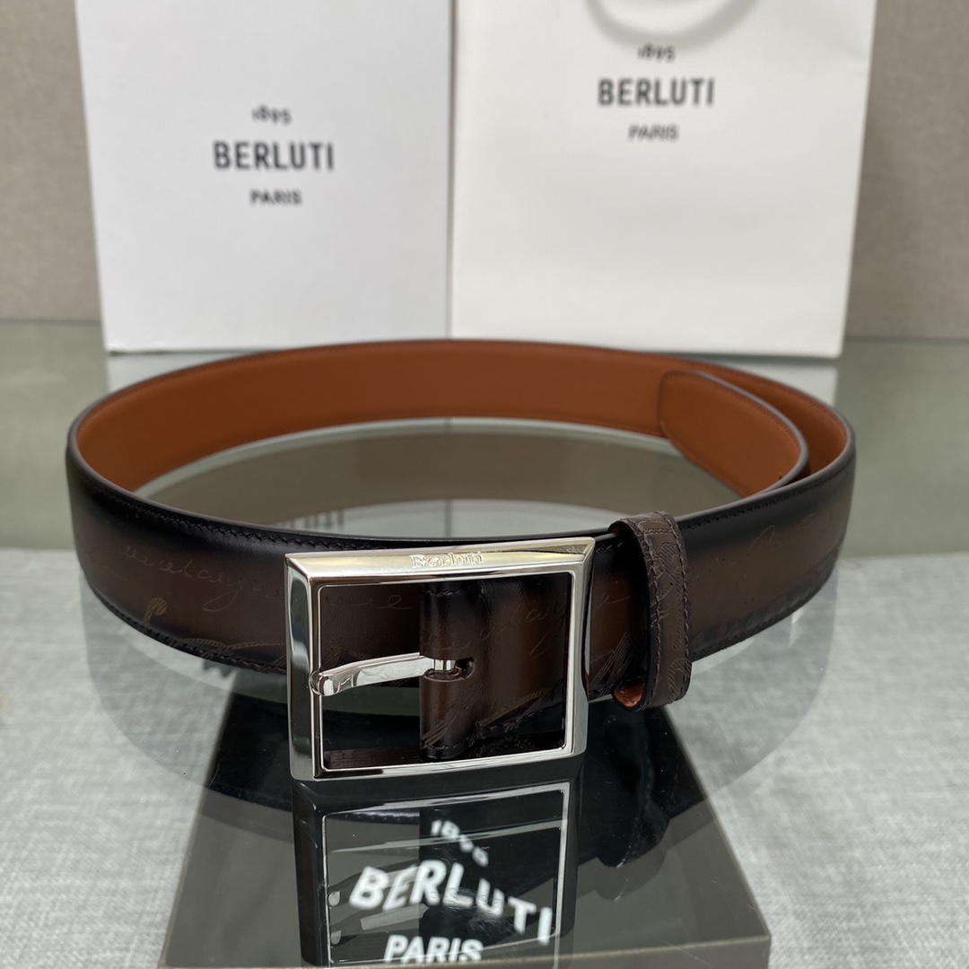 配原包装3.5宽Berluti 布鲁提 新款上新🆕 最新款男士腰带，高端质感感受，顶级擦色小牛皮质感极好
