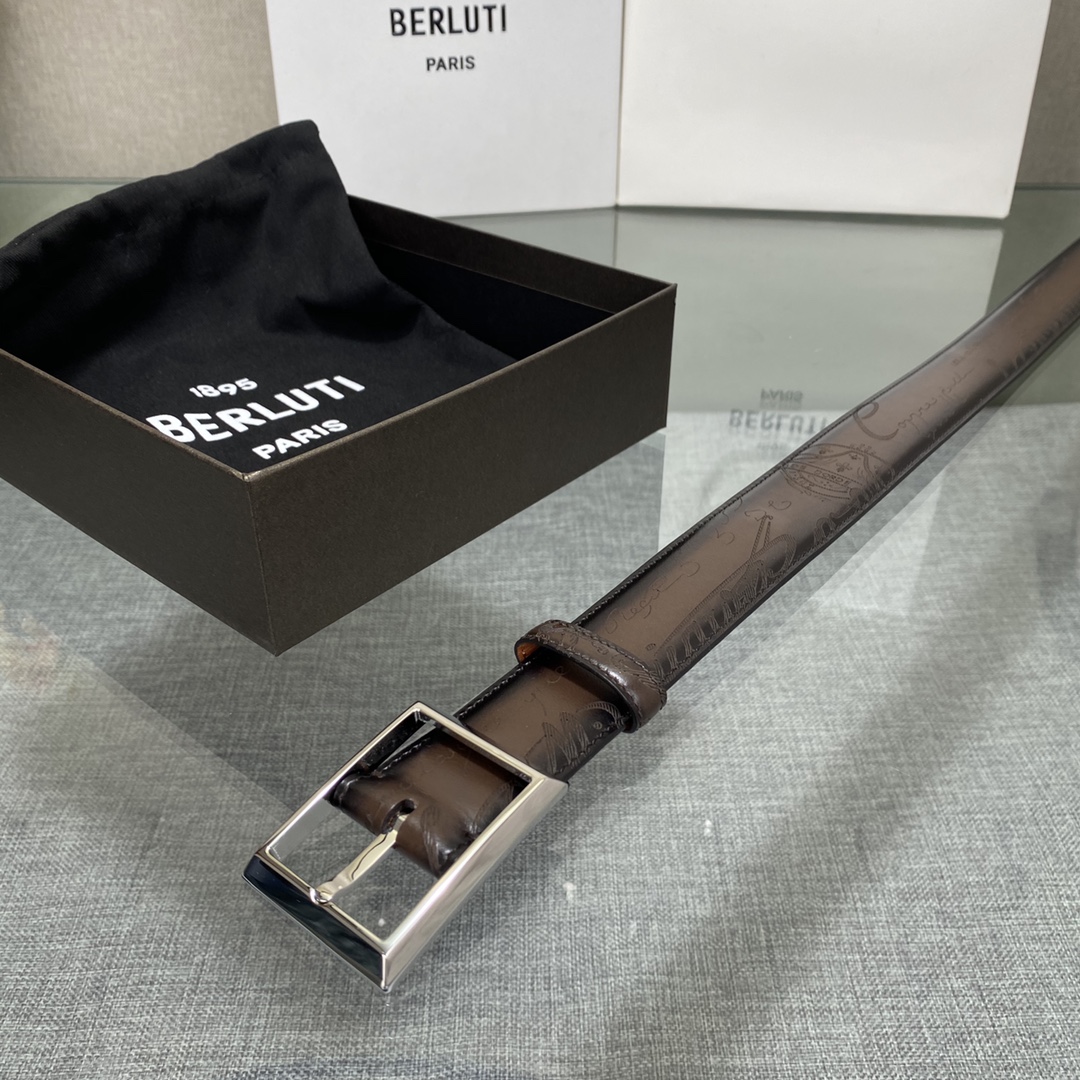 配原包装3.5宽Berluti 布鲁提 新款上新🆕 最新款男士腰带，高端质感感受，顶级擦色小牛皮质感极好