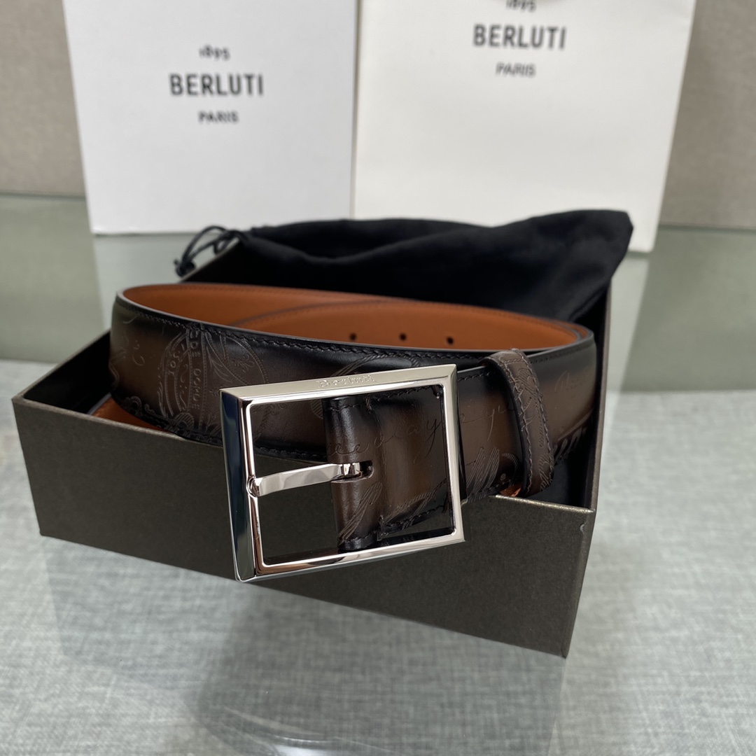 配原包装3.5宽Berluti 布鲁提 新款上新🆕 最新款男士腰带，高端质感感受，顶级擦色小牛皮质感极好