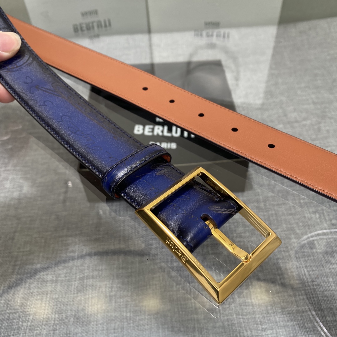 配原包装3.5宽Berluti 布鲁提 新款上新🆕 最新款男士腰带，高端质感感受，顶级擦色小牛皮质感极好