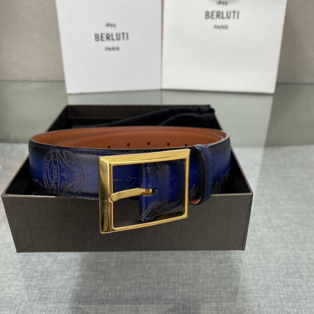 配原包装3.5宽Berluti 布鲁提 新款上新🆕 最新款男士腰带，高端质感感受，顶级擦色小牛皮质感极好