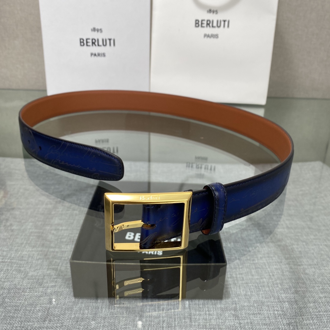 配原包装3.5宽Berluti 布鲁提 新款上新🆕 最新款男士腰带，高端质感感受，顶级擦色小牛皮质感极好