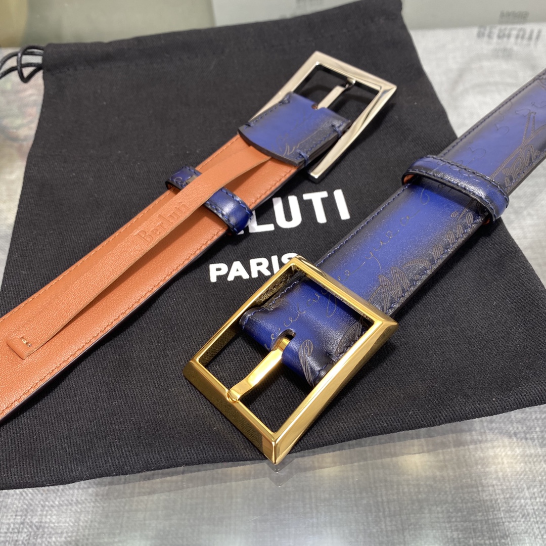 配原包装3.5宽Berluti 布鲁提 新款上新🆕 最新款男士腰带，高端质感感受，顶级擦色小牛皮质感极好
