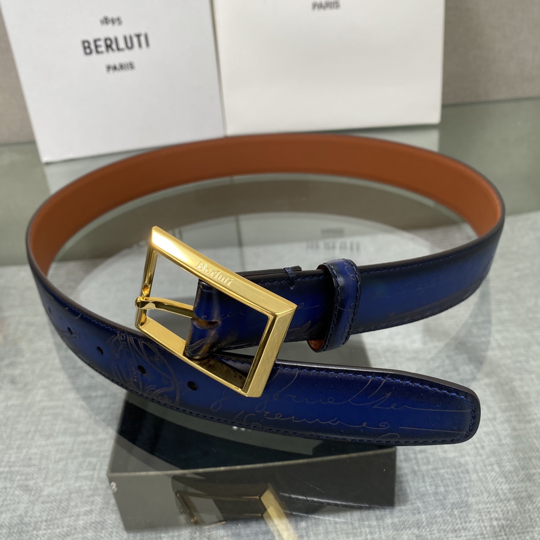 配原包装3.5宽Berluti 布鲁提 新款上新🆕 最新款男士腰带，高端质感感受，顶级擦色小牛皮质感极好