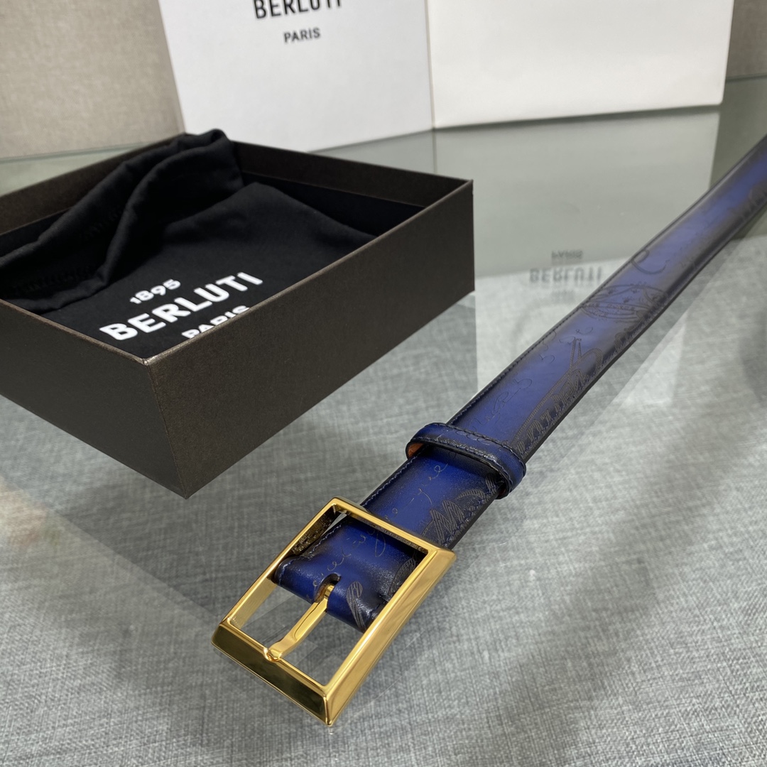 配原包装3.5宽Berluti 布鲁提 新款上新🆕 最新款男士腰带，高端质感感受，顶级擦色小牛皮质感极好