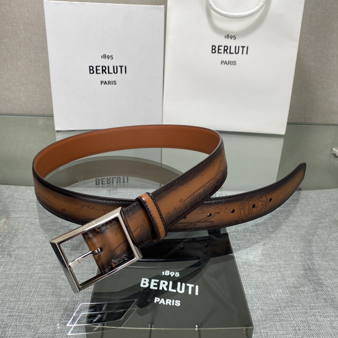 配原包装3.5宽Berluti 布鲁提 新款上新🆕 最新款男士腰带，高端质感感受，顶级擦色小牛皮质感极好