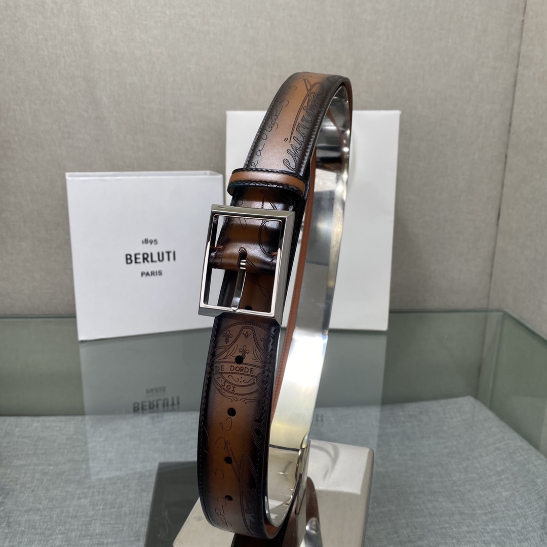 配原包装3.5宽Berluti 布鲁提 新款上新🆕 最新款男士腰带，高端质感感受，顶级擦色小牛皮质感极好