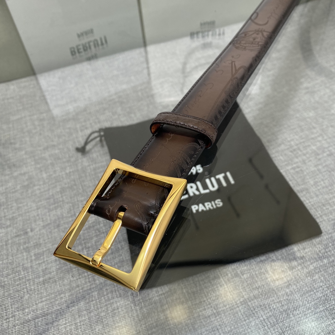 配原包装3.5宽Berluti 布鲁提 新款上新🆕 最新款男士腰带，高端质感感受，顶级擦色小牛皮质感极好