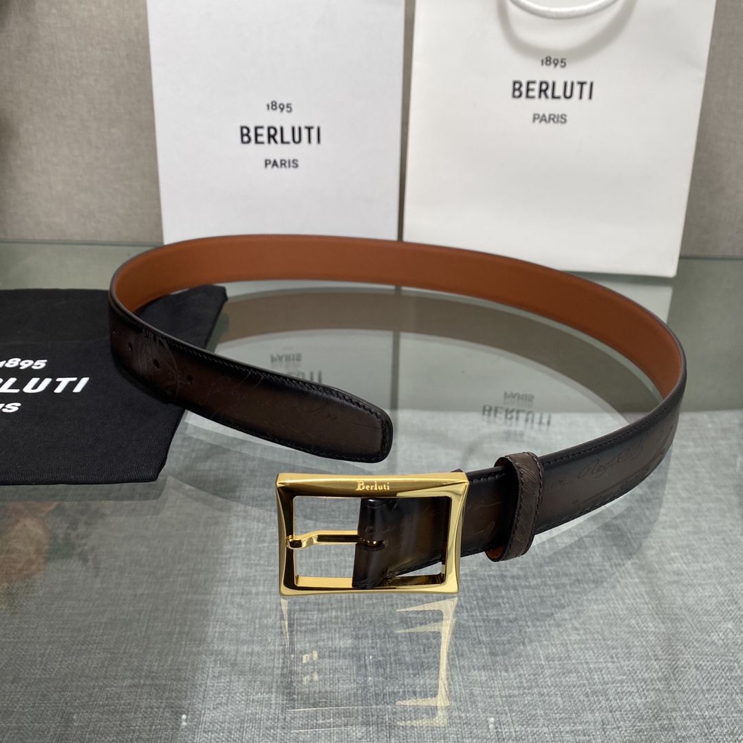 配原包装3.5宽Berluti 布鲁提 新款上新🆕 最新款男士腰带，高端质感感受，顶级擦色小牛皮质感极好