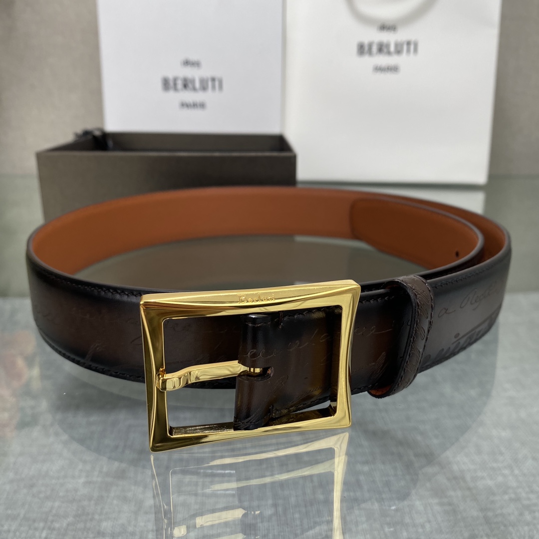 配原包装3.5宽Berluti 布鲁提 新款上新🆕 最新款男士腰带，高端质感感受，顶级擦色小牛皮质感极好
