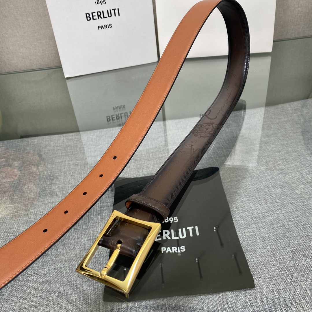配原包装3.5宽Berluti 布鲁提 新款上新🆕 最新款男士腰带，高端质感感受，顶级擦色小牛皮质感极好