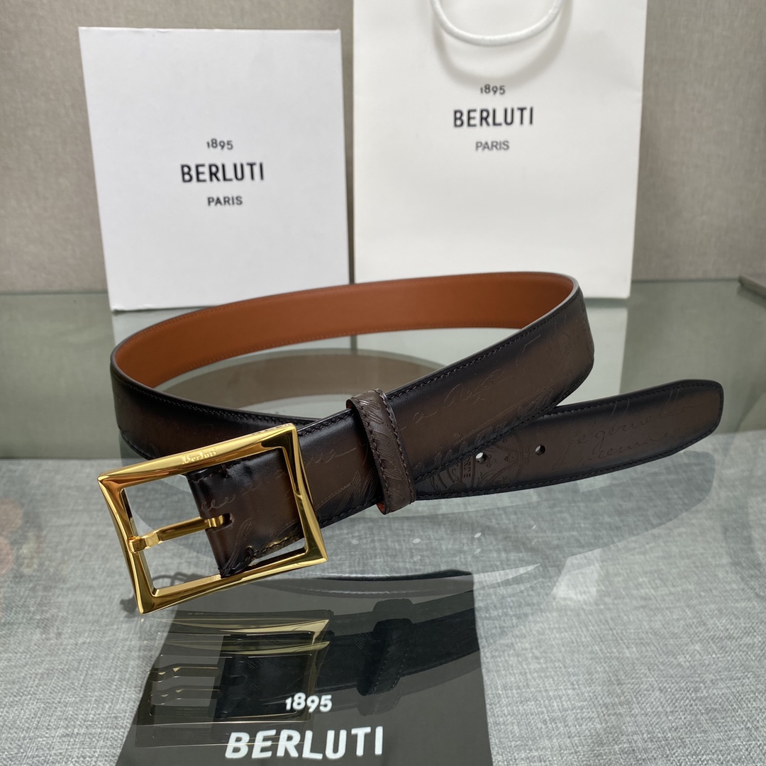 配原包装3.5宽Berluti 布鲁提 新款上新🆕 最新款男士腰带，高端质感感受，顶级擦色小牛皮质感极好