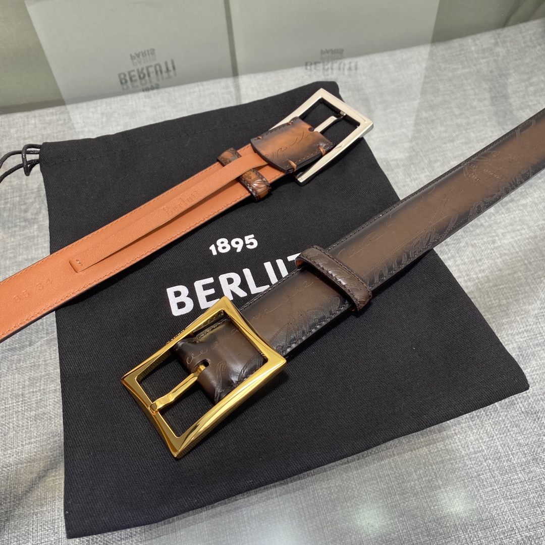 配原包装3.5宽Berluti 布鲁提 新款上新🆕 最新款男士腰带，高端质感感受，顶级擦色小牛皮质感极好