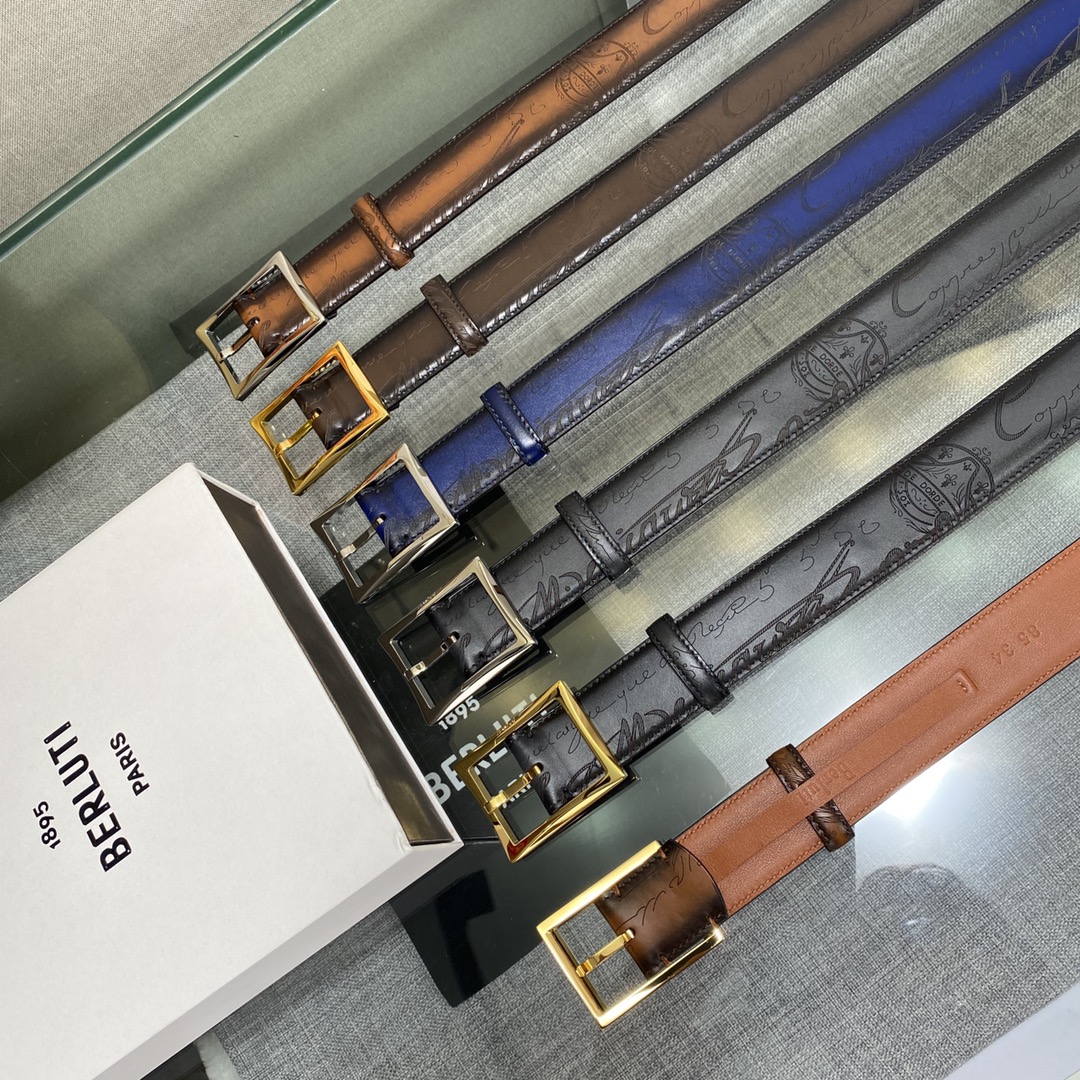 配原包装3.5宽Berluti 布鲁提 新款上新🆕 最新款男士腰带，高端质感感受，顶级擦色小牛皮质感极好