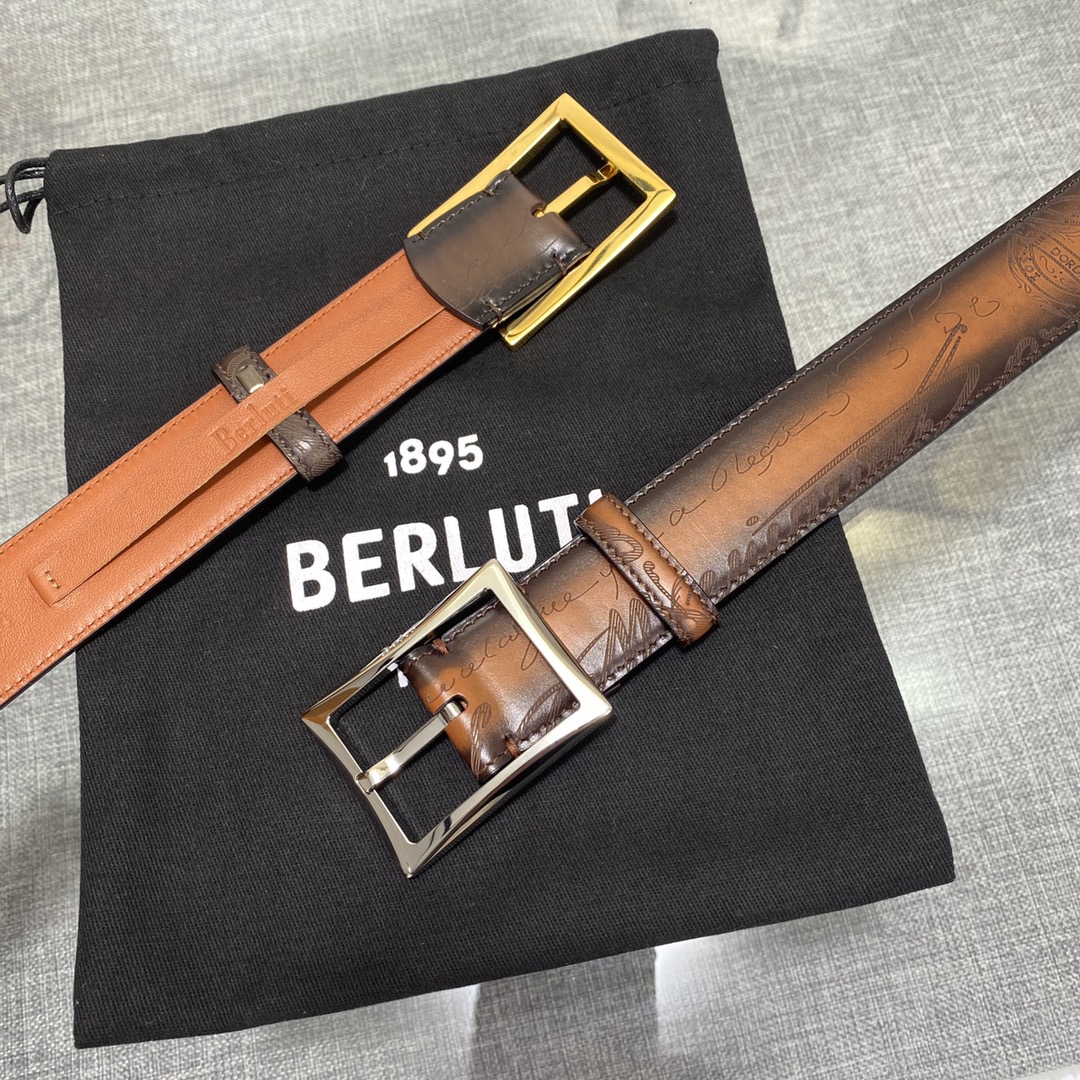 配原包装3.5宽Berluti 布鲁提 新款上新🆕 最新款男士腰带，高端质感感受，顶级擦色小牛皮质感极好