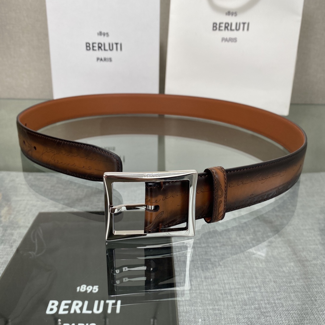 配原包装3.5宽Berluti 布鲁提 新款上新🆕 最新款男士腰带，高端质感感受，顶级擦色小牛皮质感极好