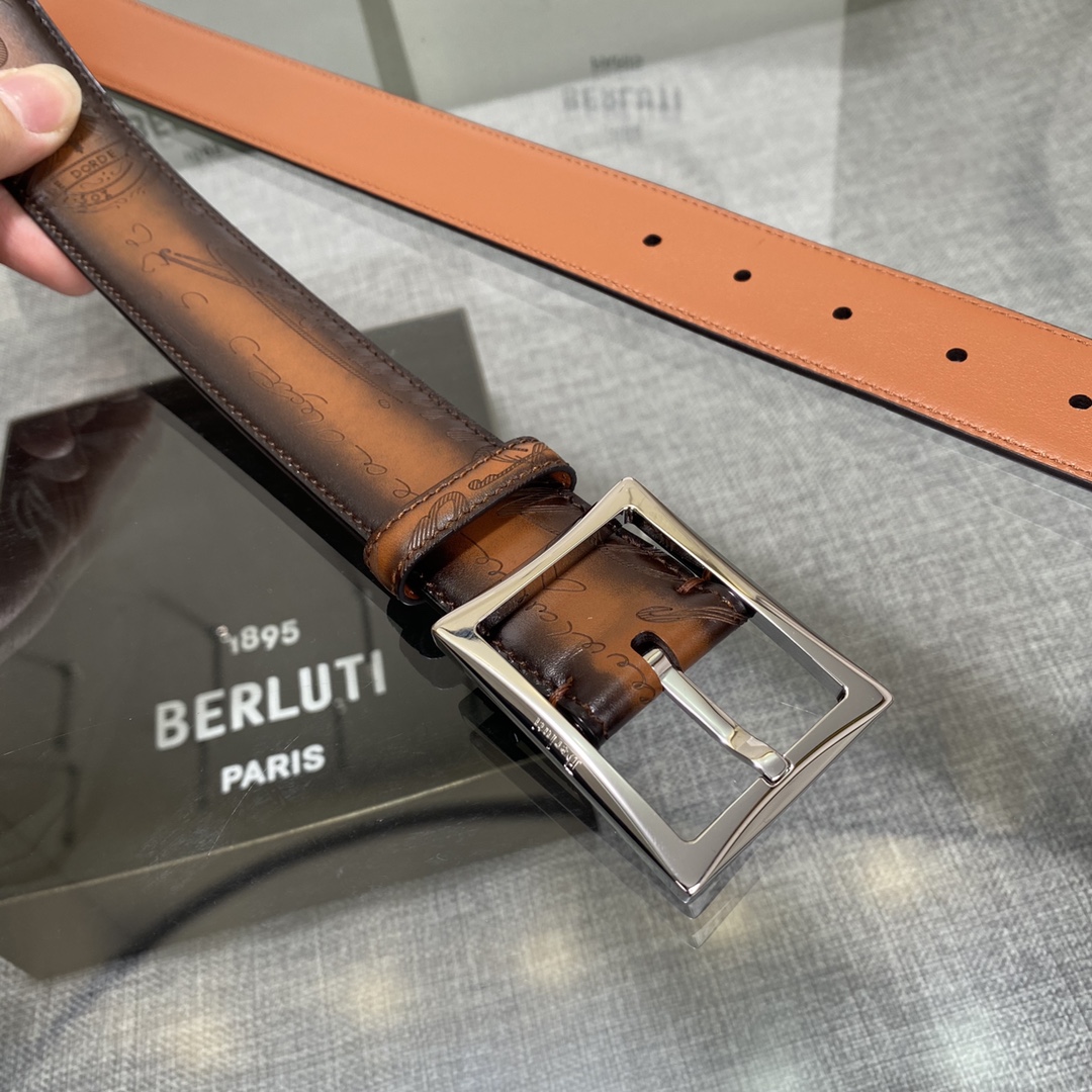 配原包装3.5宽Berluti 布鲁提 新款上新🆕 最新款男士腰带，高端质感感受，顶级擦色小牛皮质感极好