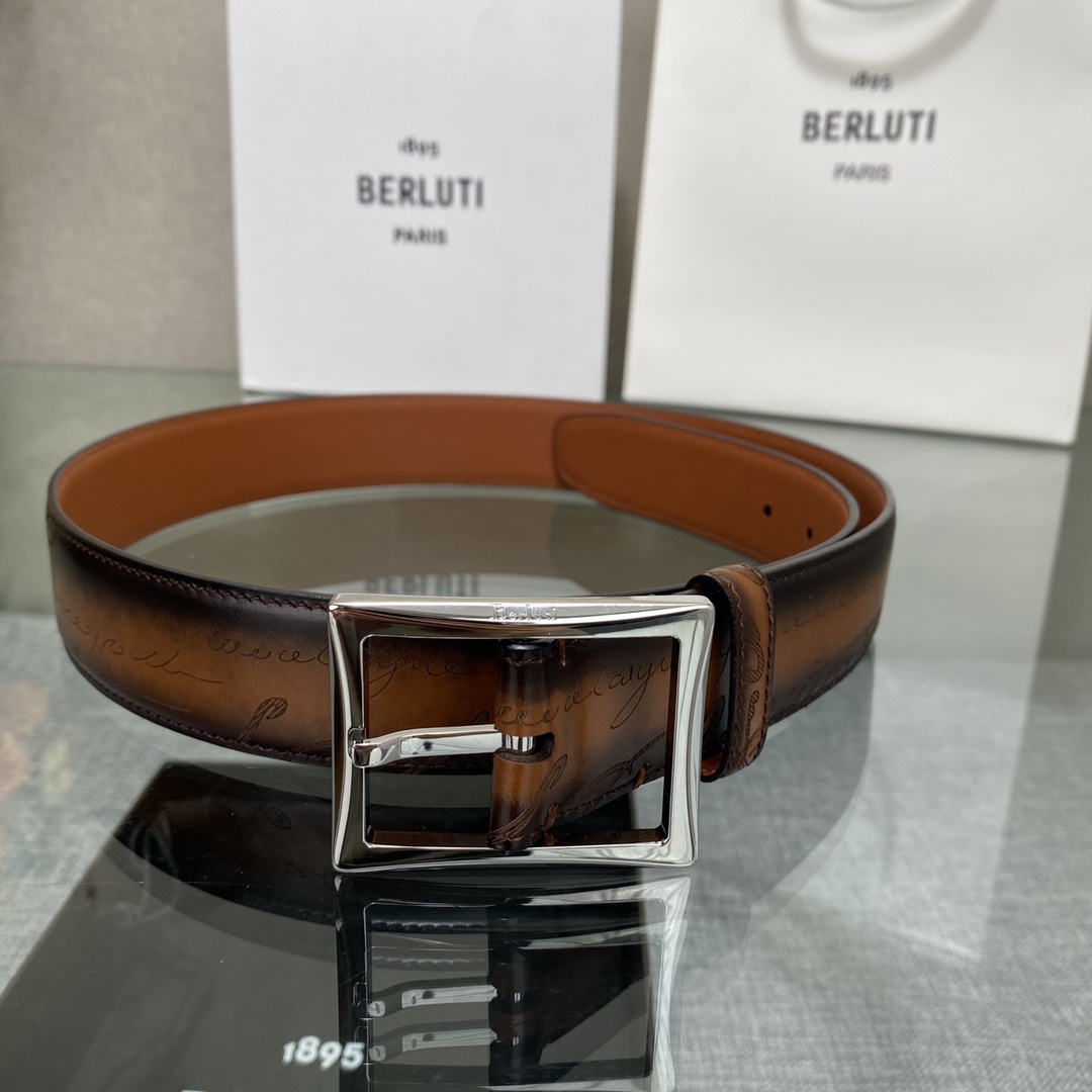 配原包装3.5宽Berluti 布鲁提 新款上新🆕 最新款男士腰带，高端质感感受，顶级擦色小牛皮质感极好