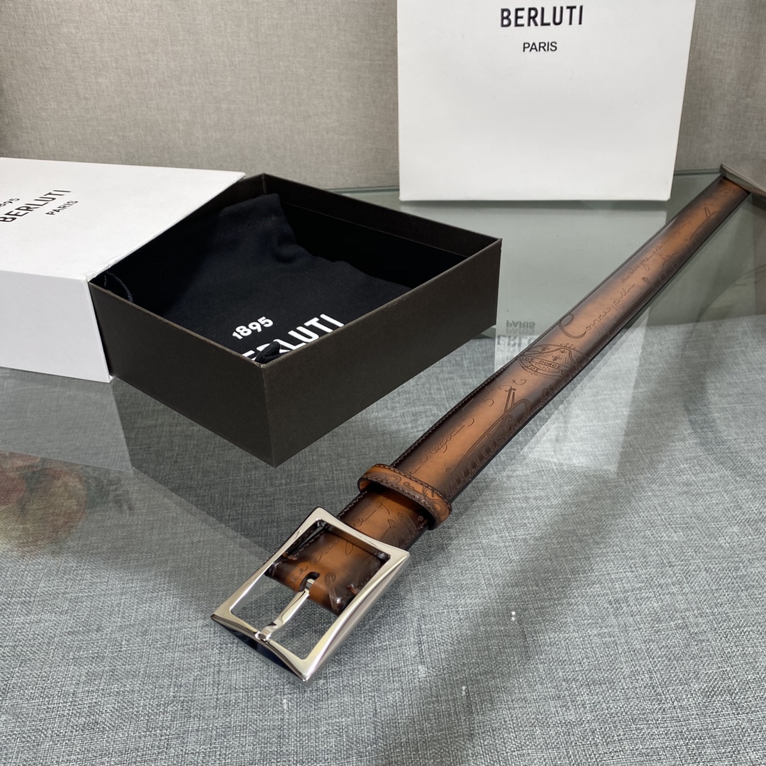 配原包装3.5宽Berluti 布鲁提 新款上新🆕 最新款男士腰带，高端质感感受，顶级擦色小牛皮质感极好