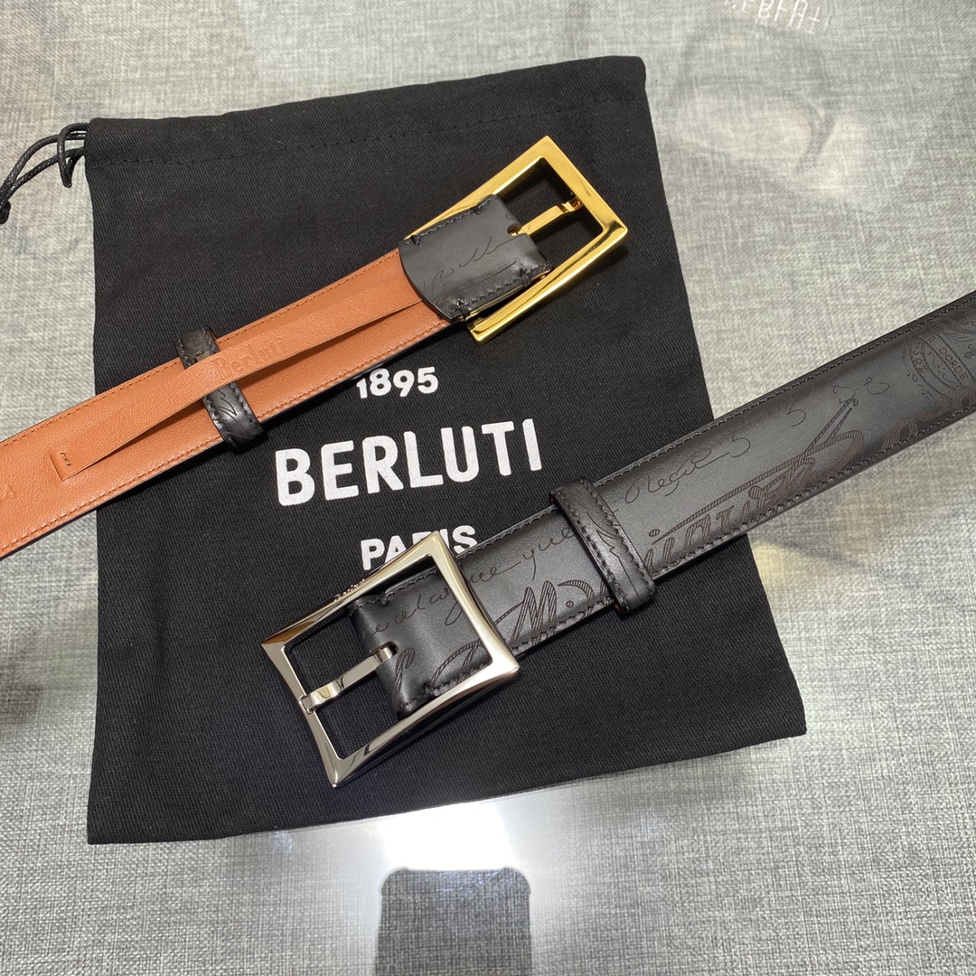 配原包装3.5宽Berluti 布鲁提 新款上新🆕 最新款男士腰带，高端质感感受，顶级擦色小牛皮质感极好