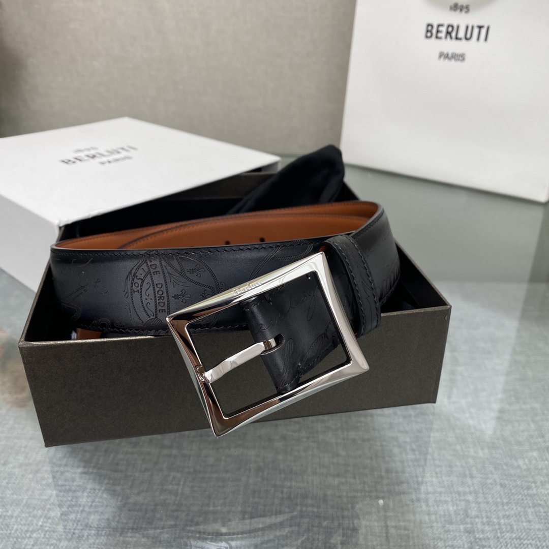 配原包装3.5宽Berluti 布鲁提 新款上新🆕 最新款男士腰带，高端质感感受，顶级擦色小牛皮质感极好