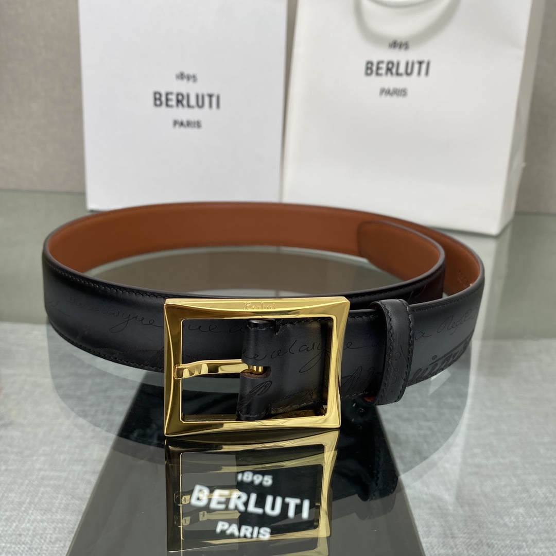 配原包装3.5宽Berluti 布鲁提 新款上新🆕 最新款男士腰带，高端质感感受，顶级擦色小牛皮质感极好