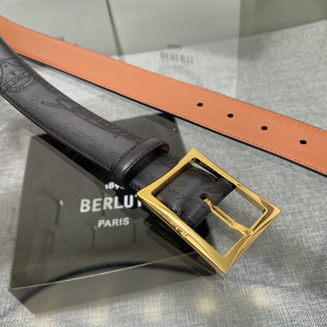 配原包装3.5宽Berluti 布鲁提 新款上新🆕 最新款男士腰带，高端质感感受，顶级擦色小牛皮质感极好