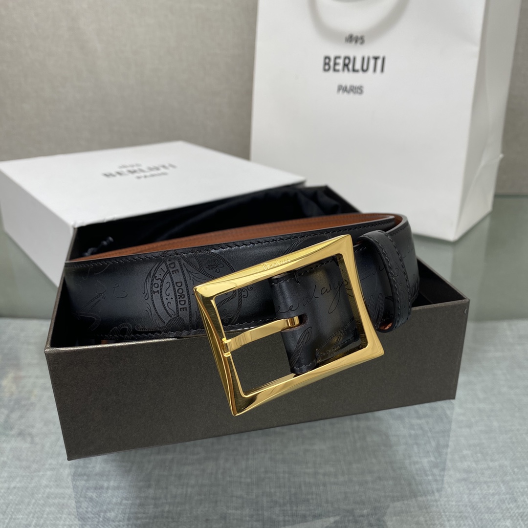 配原包装3.5宽Berluti 布鲁提 新款上新🆕 最新款男士腰带，高端质感感受，顶级擦色小牛皮质感极好