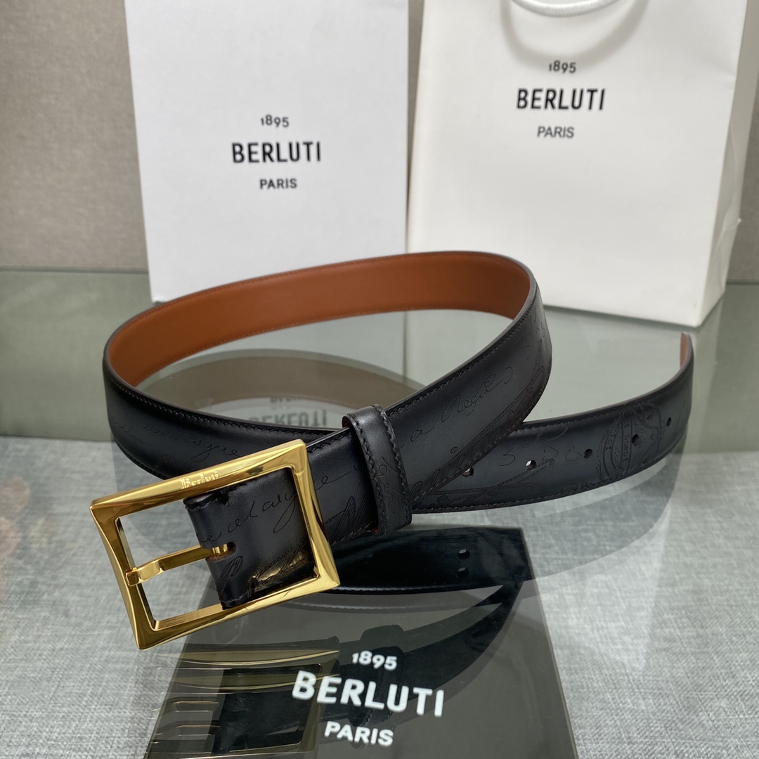 配原包装3.5宽Berluti 布鲁提 新款上新🆕 最新款男士腰带，高端质感感受，顶级擦色小牛皮质感极好