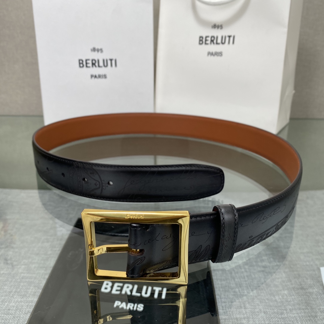 配原包装3.5宽Berluti 布鲁提 新款上新🆕 最新款男士腰带，高端质感感受，顶级擦色小牛皮质感极好