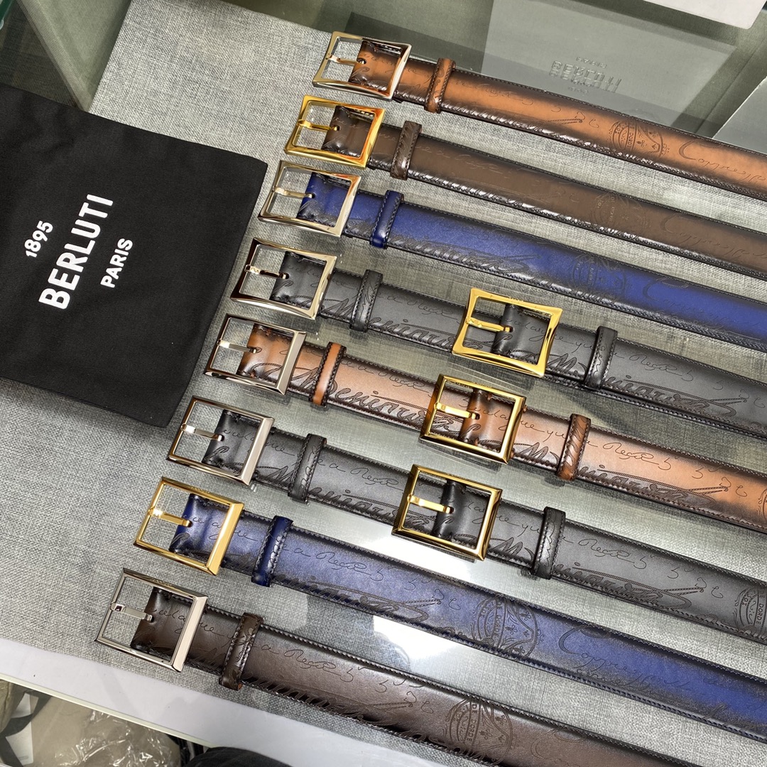 配原包装3.5宽Berluti 布鲁提 新款上新🆕 最新款男士腰带，高端质感感受，顶级擦色小牛皮质感极好