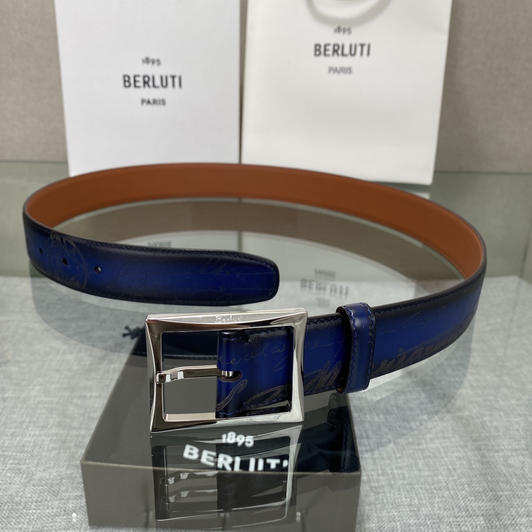 配原包装3.5宽Berluti 布鲁提 新款上新🆕 最新款男士腰带，高端质感感受，顶级擦色小牛皮质感极好