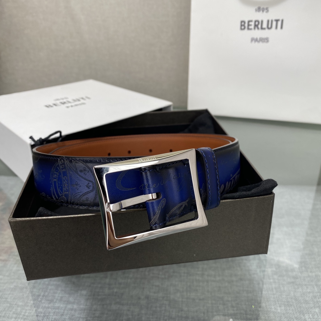 配原包装3.5宽Berluti 布鲁提 新款上新🆕 最新款男士腰带，高端质感感受，顶级擦色小牛皮质感极好