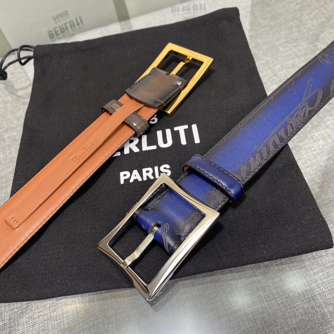 配原包装3.5宽Berluti 布鲁提 新款上新🆕 最新款男士腰带，高端质感感受，顶级擦色小牛皮质感极好