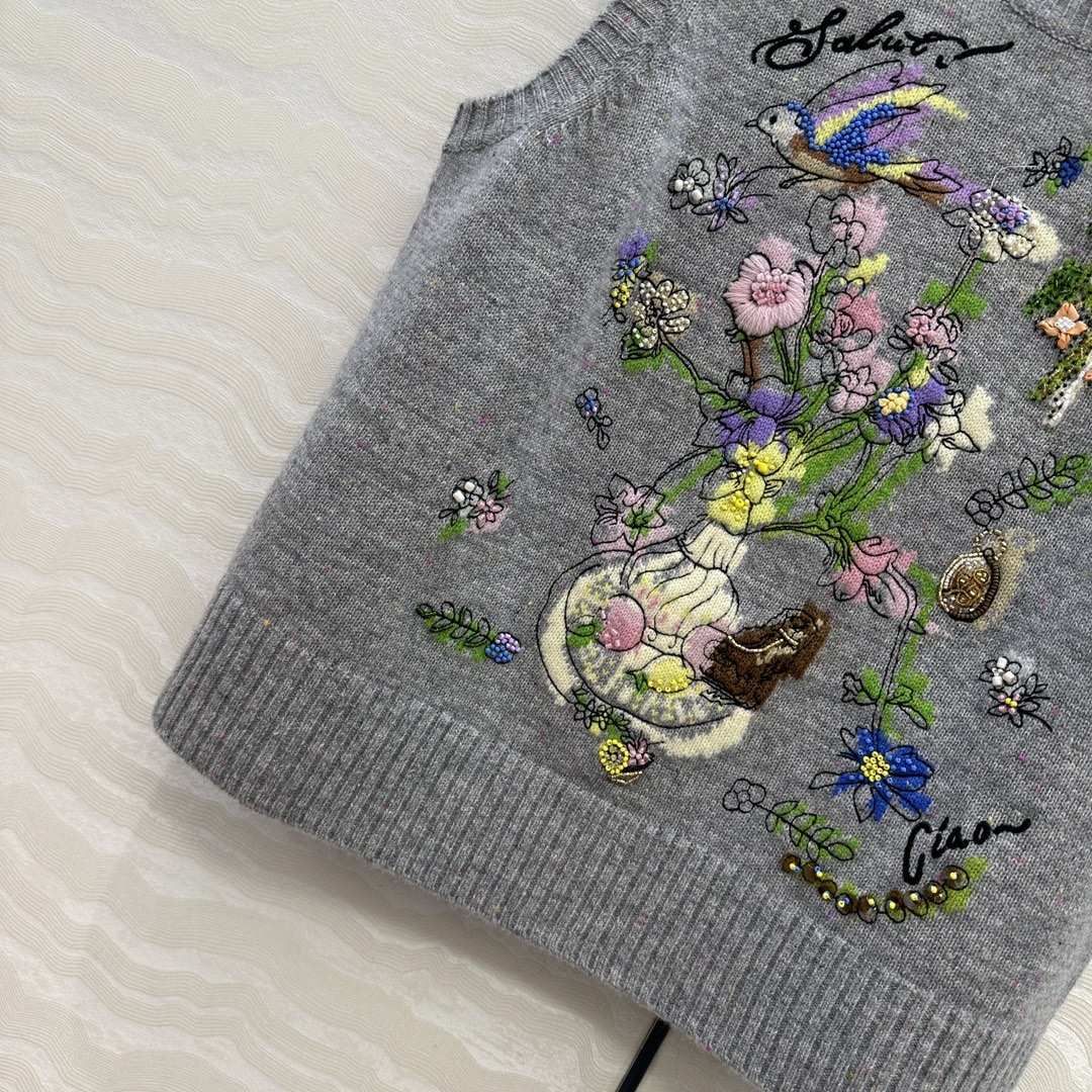 Elegant Embroidered Floral Bird Wool Blend Vest Top, Sleeveless Sweater for Women 6 i1756405955 2153 4