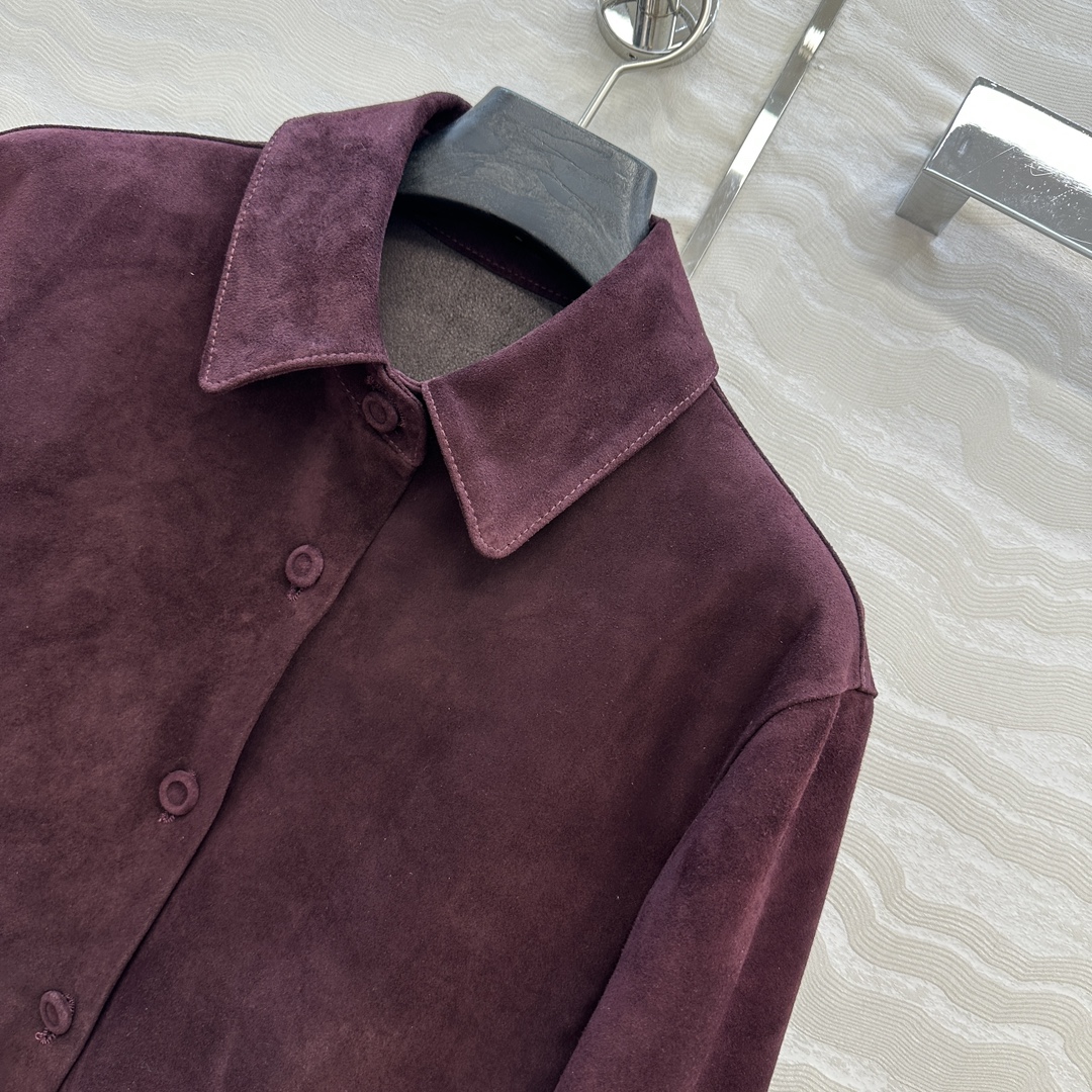 独家首发❤️品质控必入！ES蕾丝之王，重工艺定位瑞士机缕空刺绣麂皮绒面羊皮衬衫外套❤️内面全闭绒工艺小羊