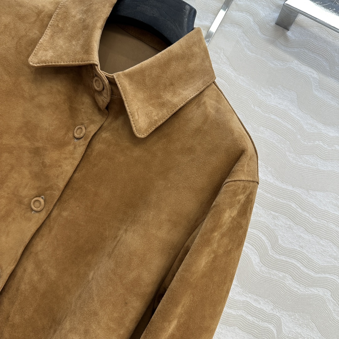 独家首发❤️品质控必入！ES蕾丝之王，重工艺定位瑞士机缕空刺绣麂皮绒面羊皮衬衫外套❤️内面全闭绒工艺小羊