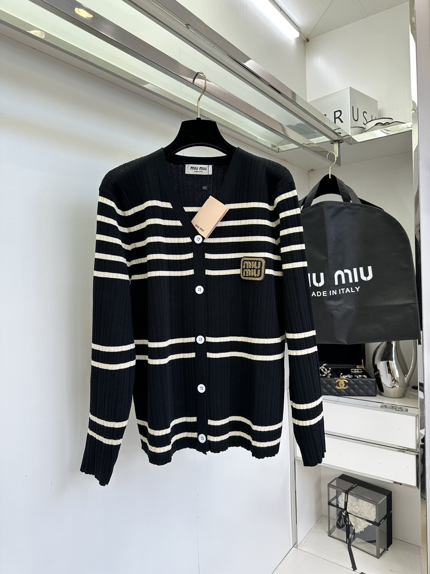 Striped Knit Three-Piece Set: Cardigan, Cami Top & Pants - Women's Loungewear 9 i1756427754 3762 7