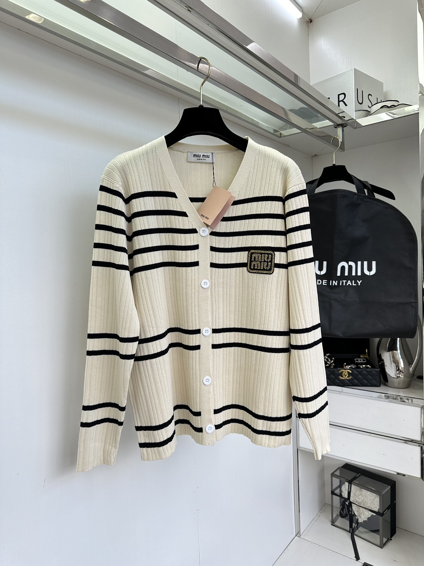 Striped Knit Three-Piece Set: Cardigan, Cami Top & Pants - Women's Loungewear 4 i1756427754 9062 2